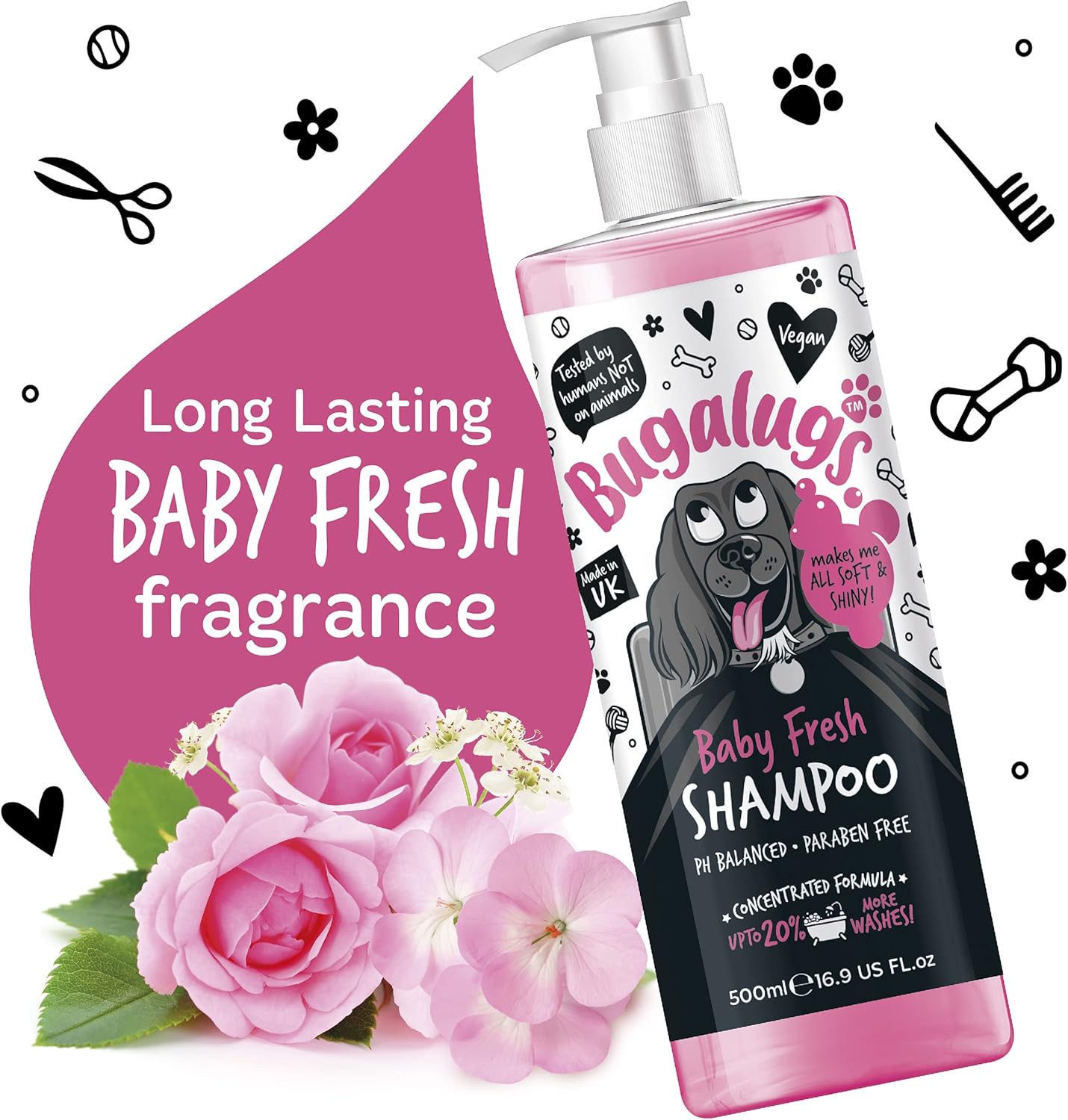 Baby Fresh Dog Shampoo 16.85 FL Oz dog grooming shampoo products for smelly dogs with baby powder scent, best puppy shampoo baby fresh, shampoo conditioner, Vegan pet shampoo professional-3