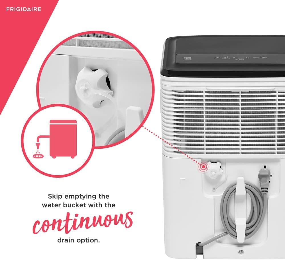 Frigidaire 22 Pint Dehumidifier. 1,500 Square Foot Coverage. Ideal for Small Rooms. 1.7 Gallon Bucket Capacity. Continuous Drain Option-9