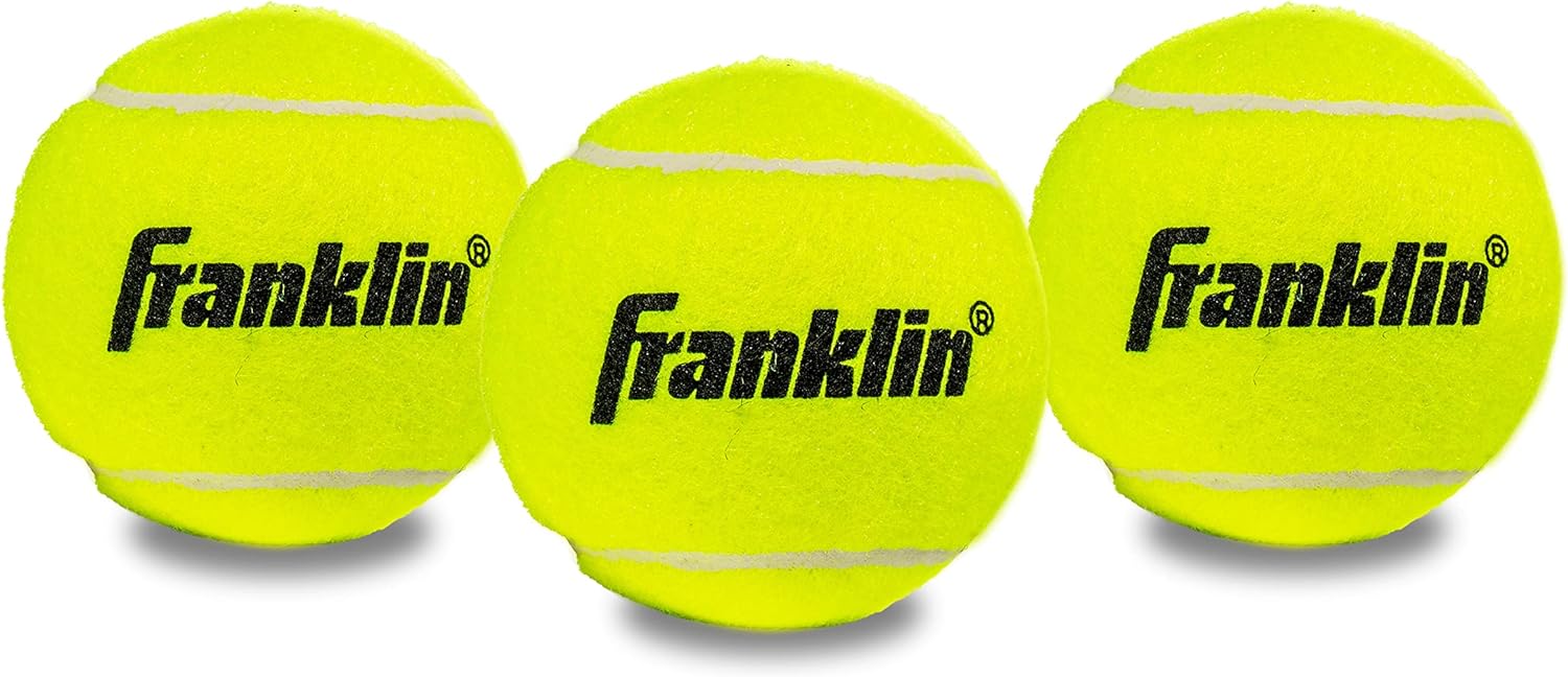 Franklin Sports Pressureless Tennis Balls - Official Size Low Pressure Tennis Balls - Great for Training + Practice - Low Bounce Tennis Balls - All Court Surface Tennis Balls - Carry Bag Included-0