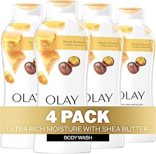 Olay Ultra Rich Moisture Body Wash for Women, Deeply Nourishes, Vitamin B3 Complex, Clinically Proven, Shea Butter Scent, 22 fl oz (Pack of 4)