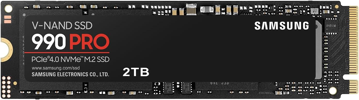 SAMSUNG 990 PRO SSD NVMe M.2 PCIe Gen4, M.2 2280 Internal Solid State Hard Drive, Seq. Read Speeds Up to 7,450 MB/s for High End Computing, Gaming, and Heavy Duty Workstations, MZ-V9P2T0B/AM-1