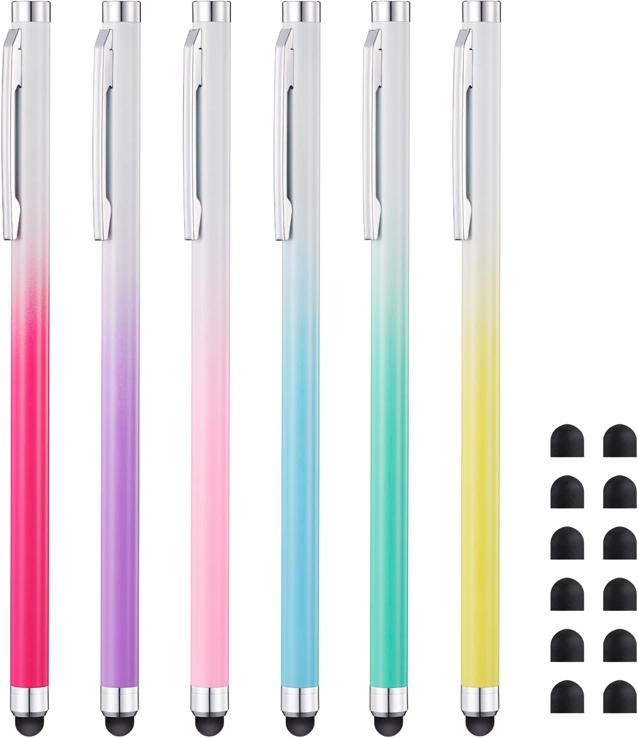 Stylus Pens for Touch Screens (6 Pack), Linfanc High Sensitivity and Precision Capacitive Stylus Pens for iPad, Tablets, Smartphones, and All Universal Touch Screen Devices, Extra 12 Replacement Tips-0