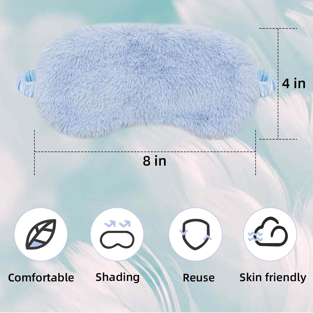 6 Pieces Plush Eye Mask Soft Fluffy Furry Sleeping Blindfold Comfortable Satin Back New Faux Fur Nap Eye Cover Light Sleep Eye Masks for Girls Women Kid Adult Party Eyeshade Favors (6 Colors)-5