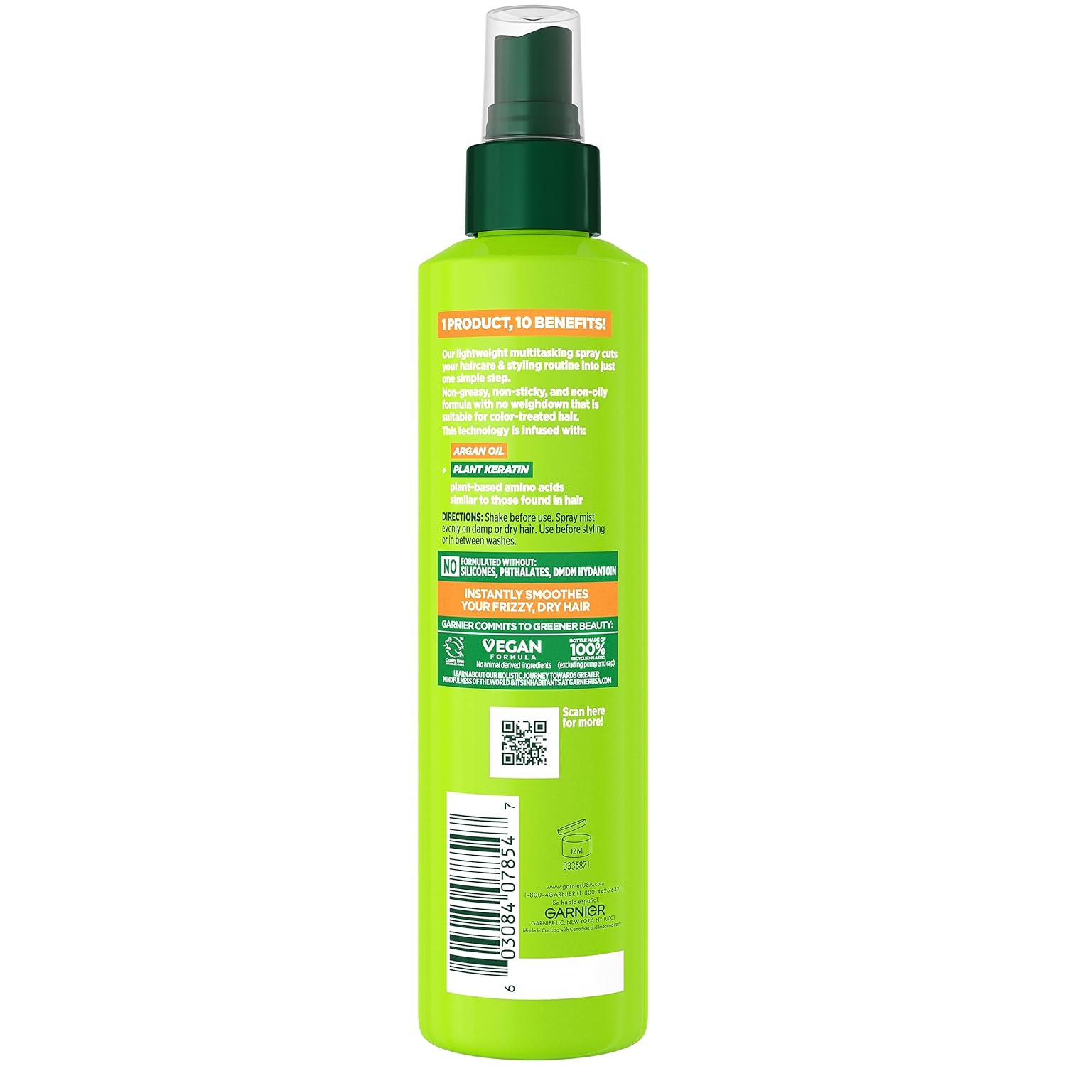 Garnier Fructis Sleek & Shine 10-in-1 for Frizzy, Dry Hair, Plant Keratin, 8.1 Fl Oz, 1 Count (Packaging May Vary)-1