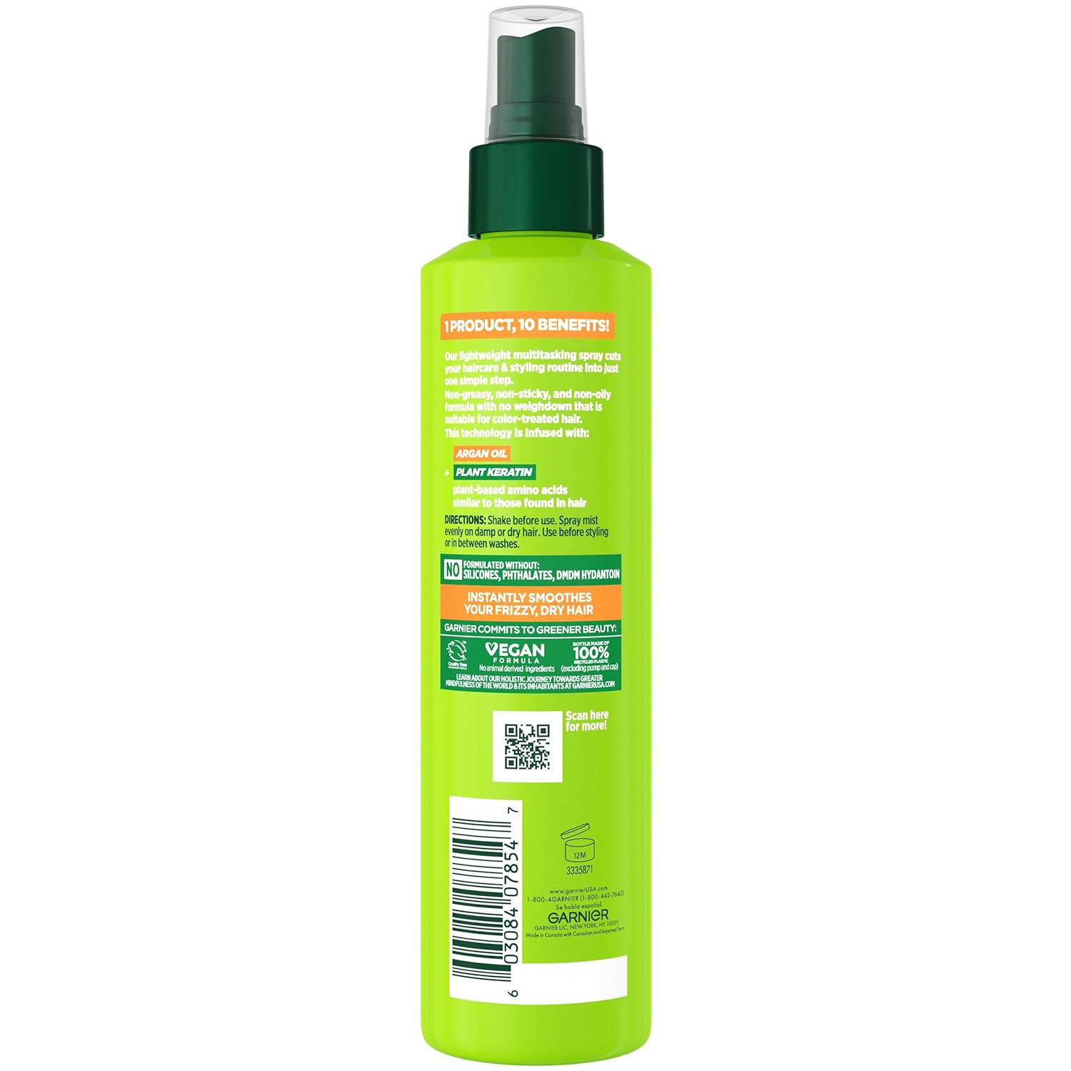 Garnier Fructis Sleek & Shine 10-in-1 for Frizzy, Dry Hair, Plant Keratin, 8.1 Fl Oz, 1 Count (Packaging May Vary)-2