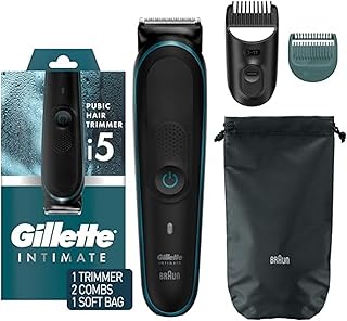 Gillette Intimate Men’s Manscape Pubic Hair Trimmer, SkinFirst Ball i5 Trimmer for Men, Waterproof, Cordless for Wet/Dry Use, Electric Shaver for Men, Lifetime Sharp Blades, Manscaping Body Groomer