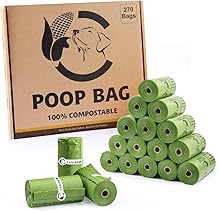 Certified Compostable Dog Poop Bags, 270 Count Landfill Friendly and Leakproof Dog Waste Bags, Easy Open Unscented Forest Green Poop Bag for Dog, 15 Doggy Bags Per Roll (18 rolls)