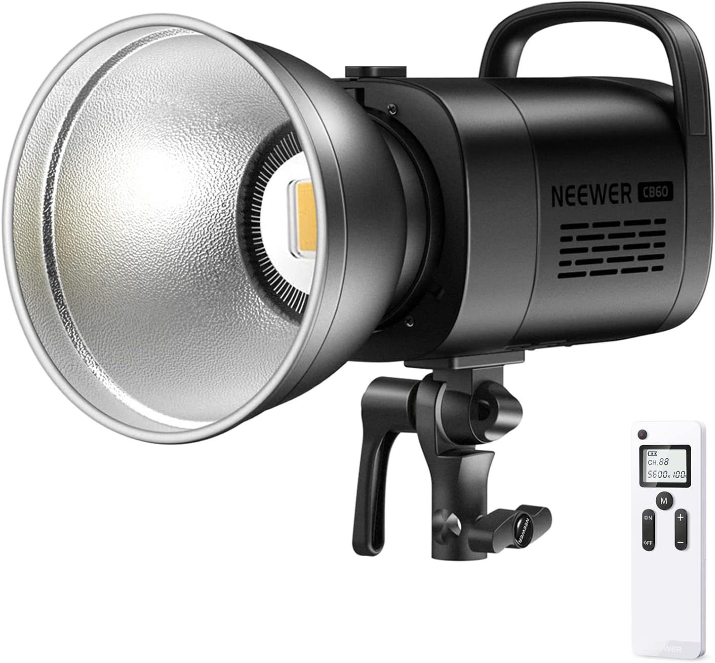 NEEWER Upgraded CB60 70W LED Video Light, 5600K Daylight COB Continuous Output Lighting with Bowens Mount/2.4G Remote CRI/TLCI97+ 9000Lux/1m for Studio/Outdoor Photography Videos Recording (Black)-0