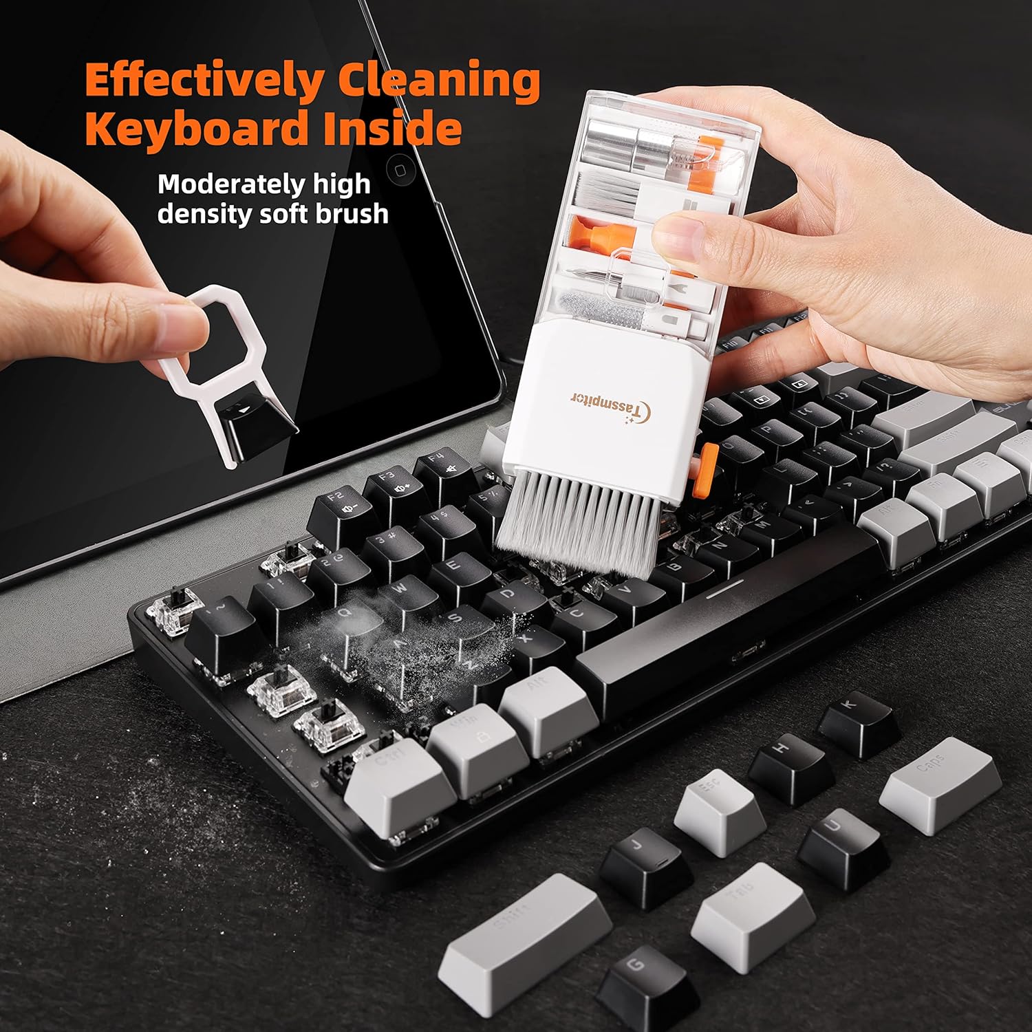 Laptop Cleaning Kit Keyboard Cleaner, Keyboard Cleaning Kit Electronics Cleaning Tool for MacBook iPad Phone iPhone Pro, Brush Tool for Tablet, Computer, PC, TV Camera Lens Computer Vacuum Keyboard-2