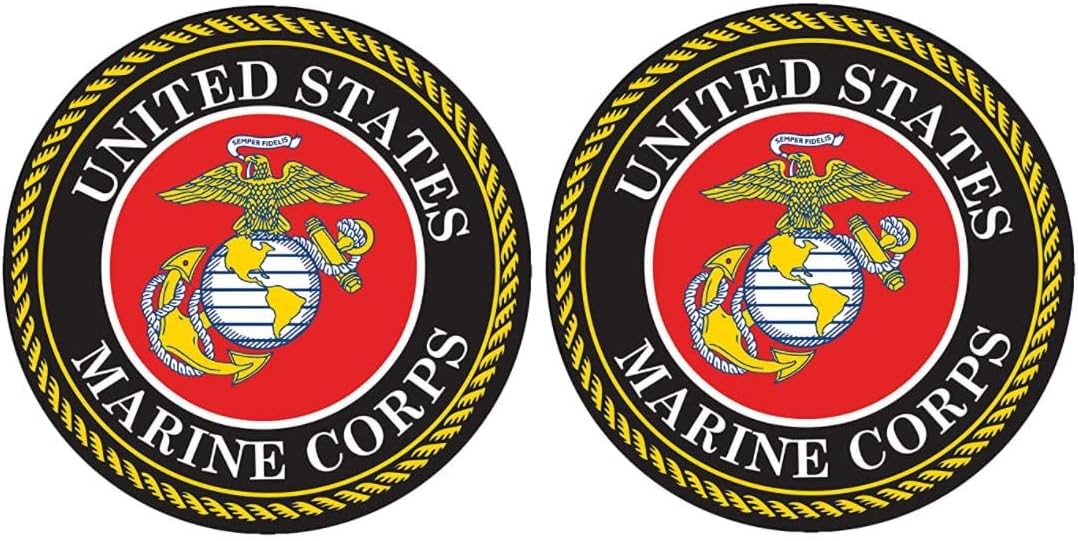 H&S (Pack of 2) United States Marine Sticker - Decal US Military Stickers for Car | Truck | Windows | Any Smooth Surface | 4 inches-0