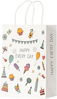 RACETOP Colour Kraft Paper Gift Bags with Handles,Bulk Gift Bags, Shopping Bags, Party Bags,Business Bags, Retail Bags, Merchandise Bags (5.9 * 3.2 * 8.3Inches), Large