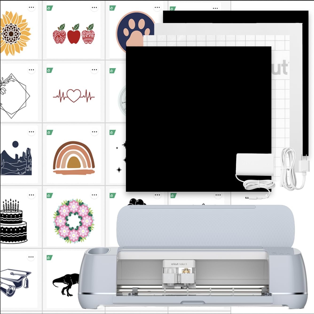 Cricut Maker 3 & Digital Content Library Bundle - Includes 30 images in Design Space App - Smart Cutting Machine, 2X Faster & 10X Cutting Force, Cuts 300+ Materials, Blue-0