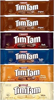 Tim Tam Chocolate Biscuits - 6 Pack - 2 x Original, 1 x Dark, 1 x Double Coat, 1 x Chewy Caramel, 1 x White - Made in Australia