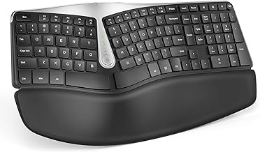 Nulea RT04 Wireless Ergonomic Keyboard, 2.4G Split Keyboard with Cushioned Wrist and Palm Support, Arched Keyboard Design for Natural Typing, Compatible with Windows, Mac