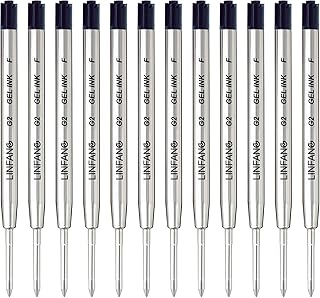 Black Gel Ink Pen Refills Ballpoint Black, 12 Pack Gel Pens Refills Fine Point 0.5mm Tip Smooth Writing Pen Refill (12 Black)