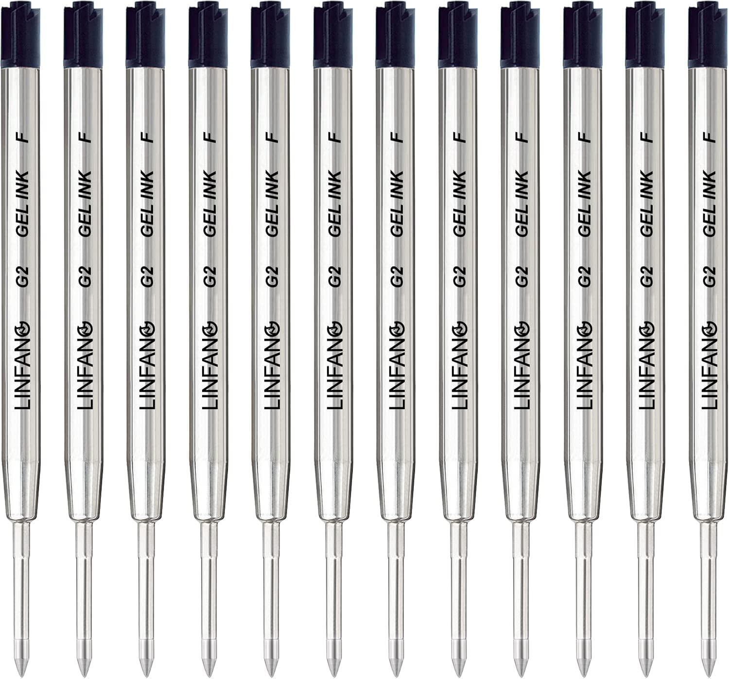 Black Gel Ink Pen Refills Ballpoint Black, 12 Pack Gel Pens Refills Fine Point 0.5mm Tip Smooth Writing Pen Refill (12 Black)-0