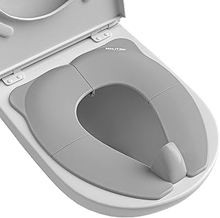 Travel Potty Seat for Toddler & Kid, Maliton Portable Potty Seat with Storage Bag, Foldable Potty Seat for Toddler Travel, Non-Slip Potty Training Toilet Seat Cover with Splash Guard (Grey)