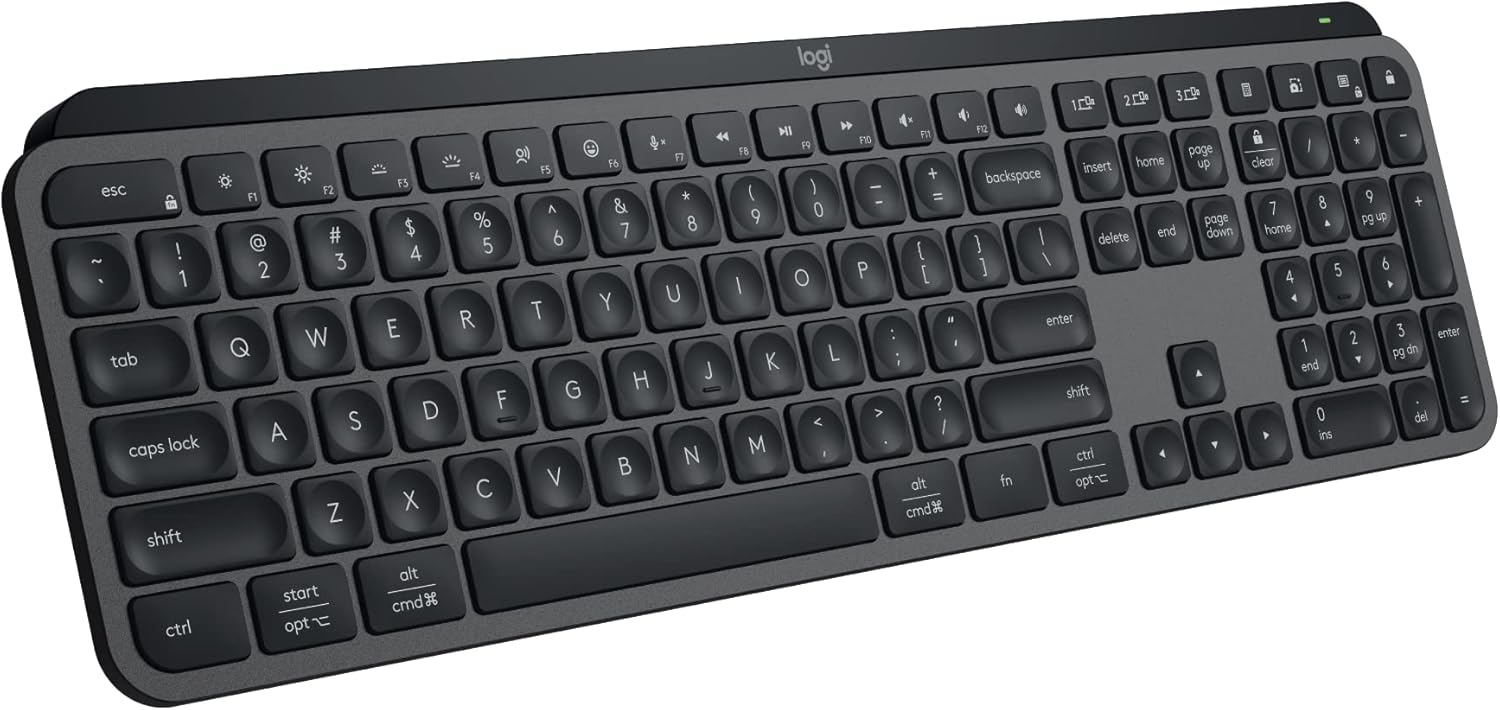 Logitech MX Keys S Wireless Keyboard, Low Profile, Quiet Typing, Backlighting, Bluetooth, USB C Rechargeable for Windows PC, Linux, Chrome, Mac - Graphite - With Free Adobe Creative Cloud Subscription-0