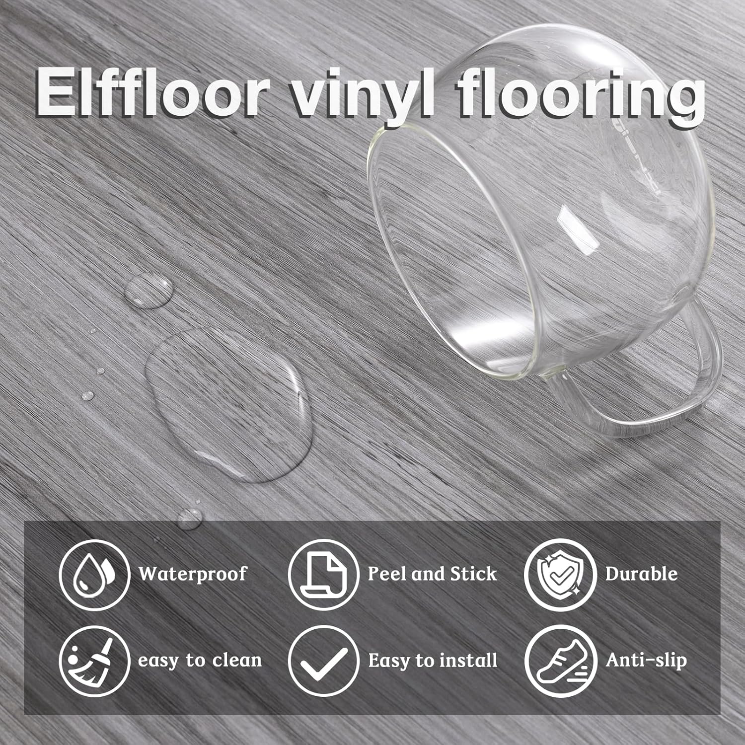 Peel and Stick Flooring Vinyl Flooring Peel and Stick Floor Tile 40 Pieces Super Easy to Install 35.4 in X 5.9 in-5