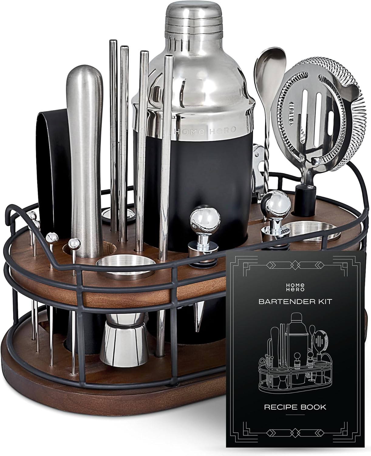 22-Piece Bar Set, Cocktail Shaker, Bartender Kit - Cocktail Kit, Bar Accessories for The Home Bar Set, Cocktail Shaker Set, Cocktail Set, Bar Tools, Bartender Set, Bar Kit, Shaker Set Bartender Kit-0