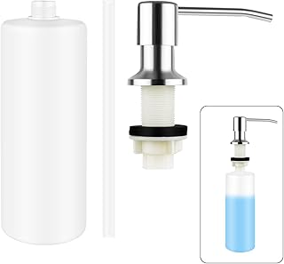 1 Pcs Soap Dispenser for Kitchen Sink Stainless Steel Built in Soap Dispenser Countertop Pump Head with 17OZ Large Liquid Bottle fit Kitchen Bathroom (Silver)