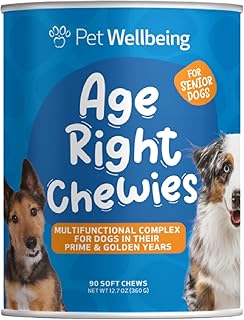 Pet Wellbeing Age Right Chewies for Dogs in Their Prime & Senior Years - Vet-Formulated - Daily Multifunctional Support for Joint Mobility, Immune, Heart Health, Shiny Coat, Energy - 90 Soft Chews