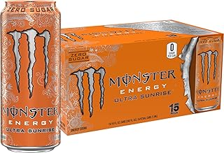 Monster Energy Ultra Sunrise, Sugar Free Energy Drink, 16 Fl Oz (Pack of 15)