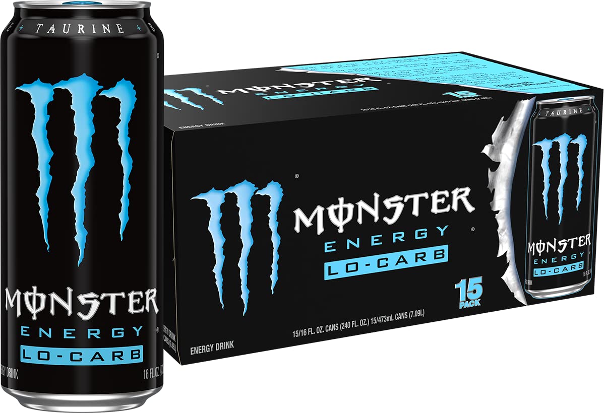 Monster Energy, Lo-Carb Monster, Low Carb Energy Drink, 16 Ounce (Pack of 15)-0