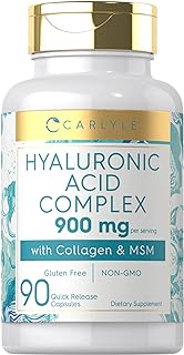 Carlyle Hyaluronic Acid with Collagen 900mg | 90 Capsules | with MSM | Hydrolyzed Collagen Complex | Non-GMO, Gluten Free Supplement