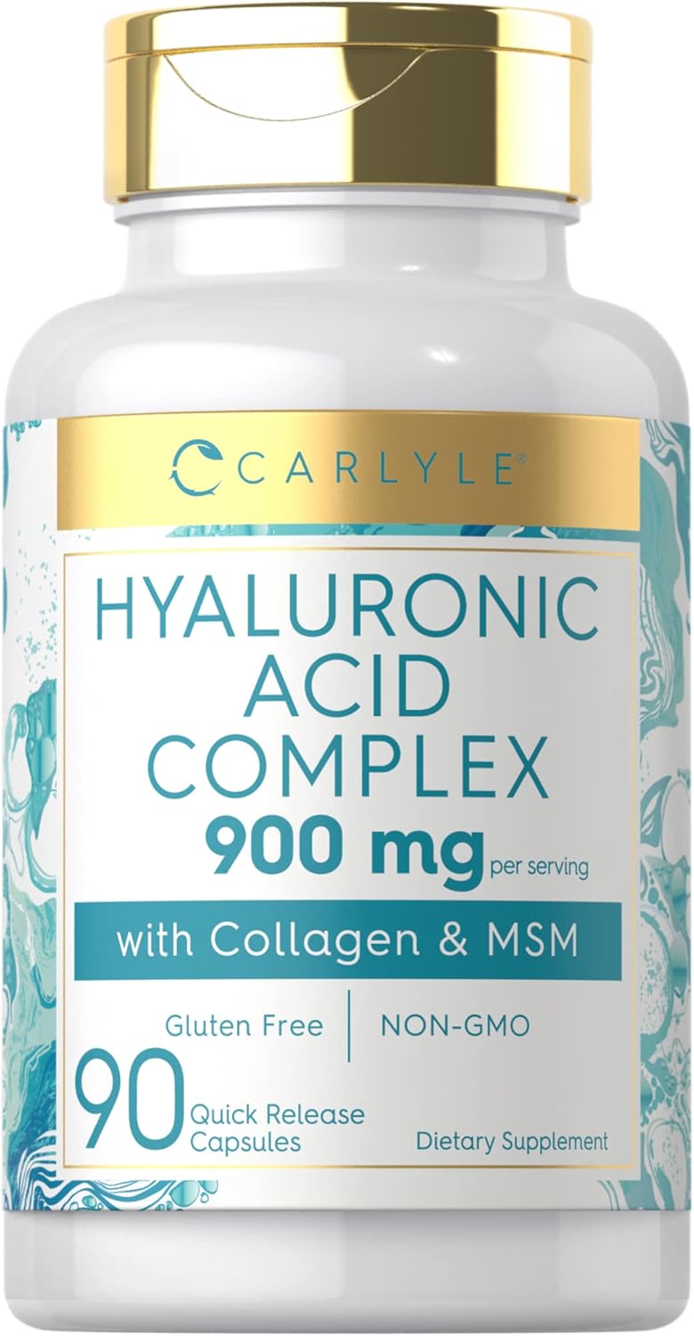 Carlyle Hyaluronic Acid with Collagen 900mg | 90 Capsules | with MSM | Hydrolyzed Collagen Complex | Non-GMO, Gluten Free Supplement-0