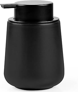 Bosilunlife Black Lotion Dispenser - 12Oz Ceramic Soap Dispenser Bathroom Refillable Liquid Hand Soap Dispenser for Bathroom Kitchen Dish Soap Dispenser with Easy-to-Press Pump