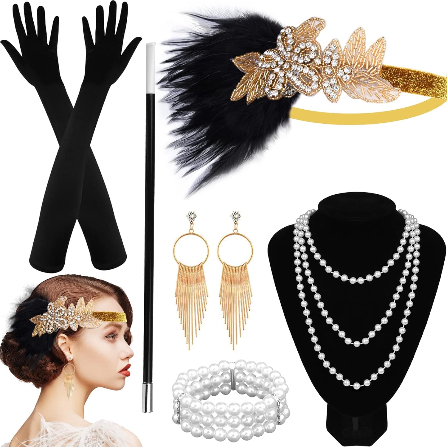 ASTARON 1920s Accessories for Women, Great Gatsby Flapper Accessories Fashion Roaring 20s Accessories for Women-1