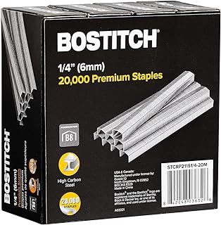 Bostitch B8 Staples 1/4 Inch PowerCrown Staples - Pack of 20,000 Staples