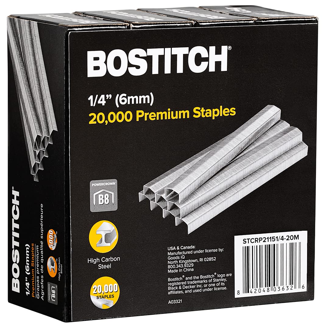 Bostitch B8 Staples 1/4 Inch PowerCrown Staples - Pack of 20,000 Staples-0