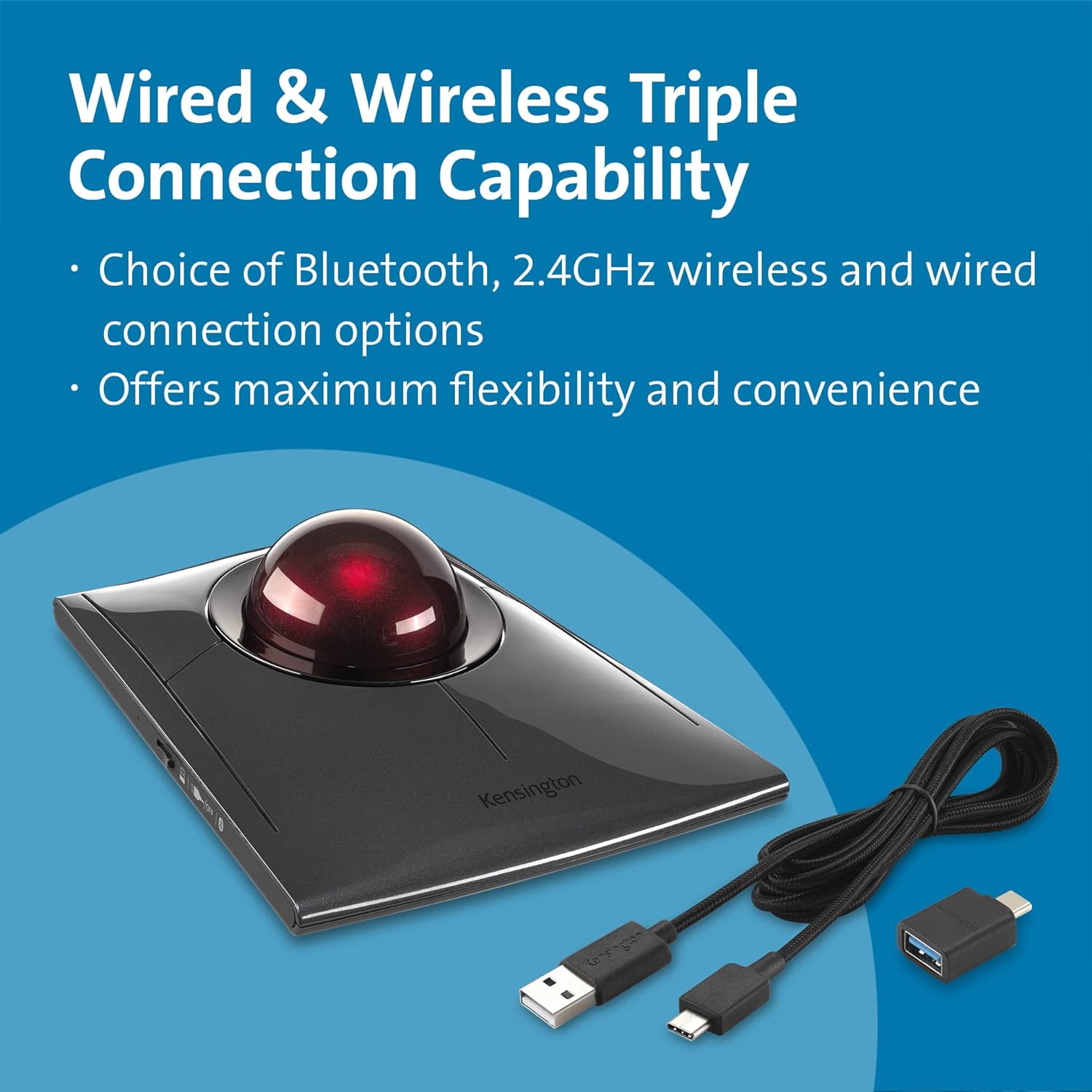 Kensington SlimBlade™ Pro Wireless Trackball, Rechargeable Battery, Bluetooth 2.4GHz Connection Options (K72080WW)-1