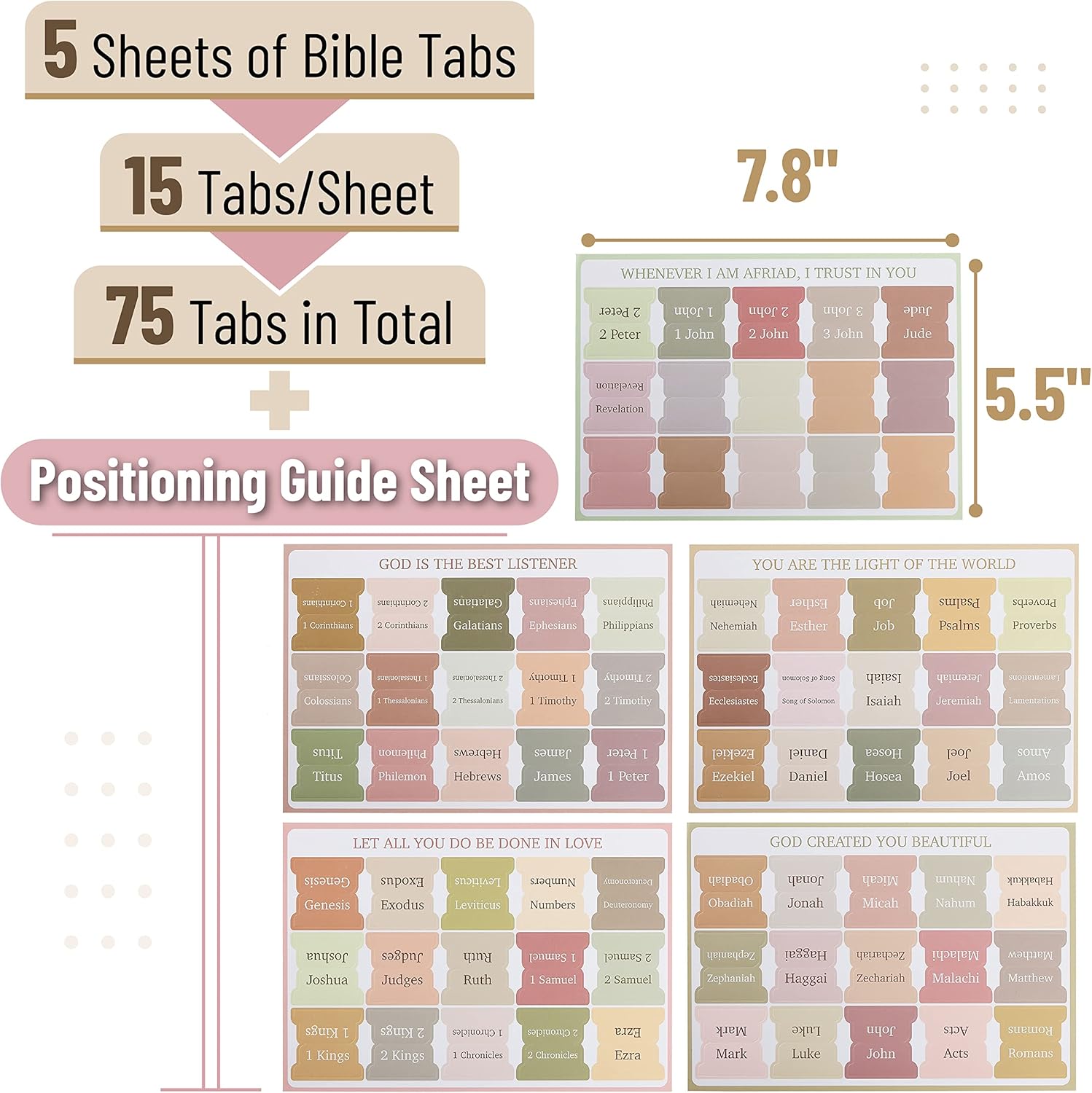 Mr. Pen- Bible Tabs, 75 Tabs, Boho Theme, Laminated Bible Tabs for Women and Men, Bible Tabs for Study Bible, Bible Index Tabs, Bible Book Tabs, Bible Labels Tabs, Mr Pen Bible Tabs-1