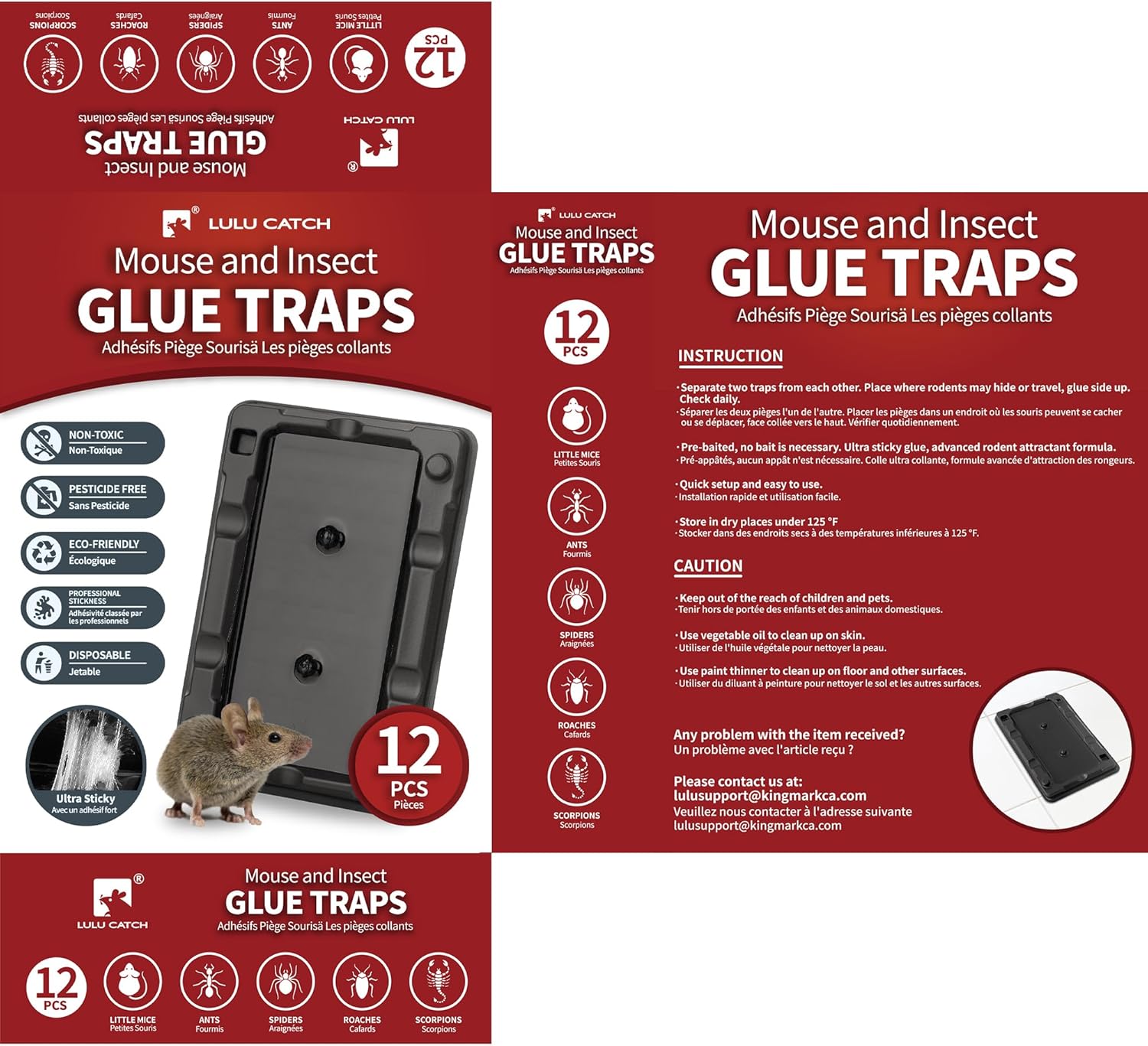 LULUCATCH Mouse & Insect Traps 12 Pack, Heavier Sticky Traps with Non-Toxic Glue for Small Mice & Insects. Sticky Mouse Traps Indoor, Easy to Set, Safe to Children & Pets-7