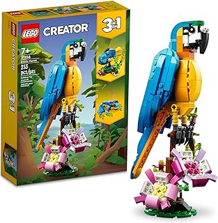 LEGO Creator 3 in 1 Exotic Parrot Building Toy Set, Transforms to 3 Different Animal Figures - from Colorful Parrot, to Swimming Fish, to Cute Frog, Creative Toys for Kids Ages 7 and Up, 31136