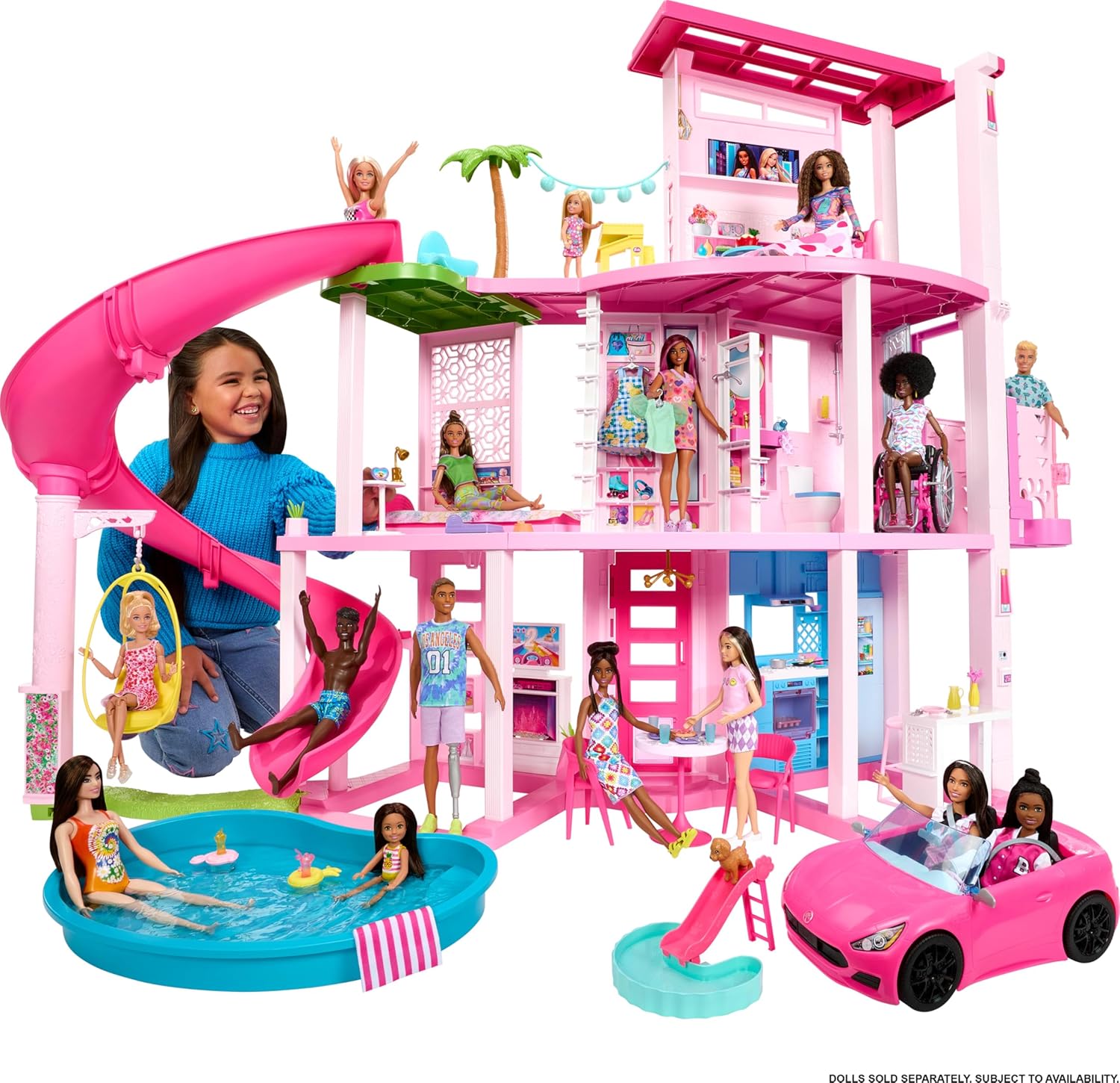 Barbie DreamHouse, Doll House Playset with 75+ Pieces Including Toy Furniture & 3-Story Pool Slide, Pet Elevator & Puppy Play Areas-1