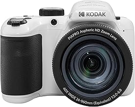 KODAK PIXPRO AZ405-WH 20MP Digital Camera 40X Optical Zoom 24mm Wide Angle Lens Optical Image Stabilization 1080P Full HD Video 3" LCD Vlogging Camera (White), Full Frame