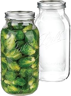 kitchentoolz 64 oz Wide Mouth Mason Jars Half Gallon Mason Jars with Airtight Lids and Bands for Canning, Fermenting & Pickling - Made in USA Pack of 2