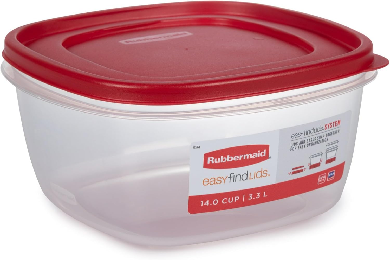 Rubbermaid Easy Find Lids Food Storage Container, 14 Cup, Red 2 Pack-1