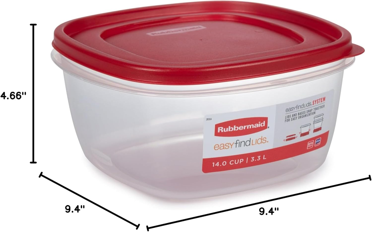 Rubbermaid Easy Find Lids Food Storage Container, 14 Cup, Red 2 Pack-3