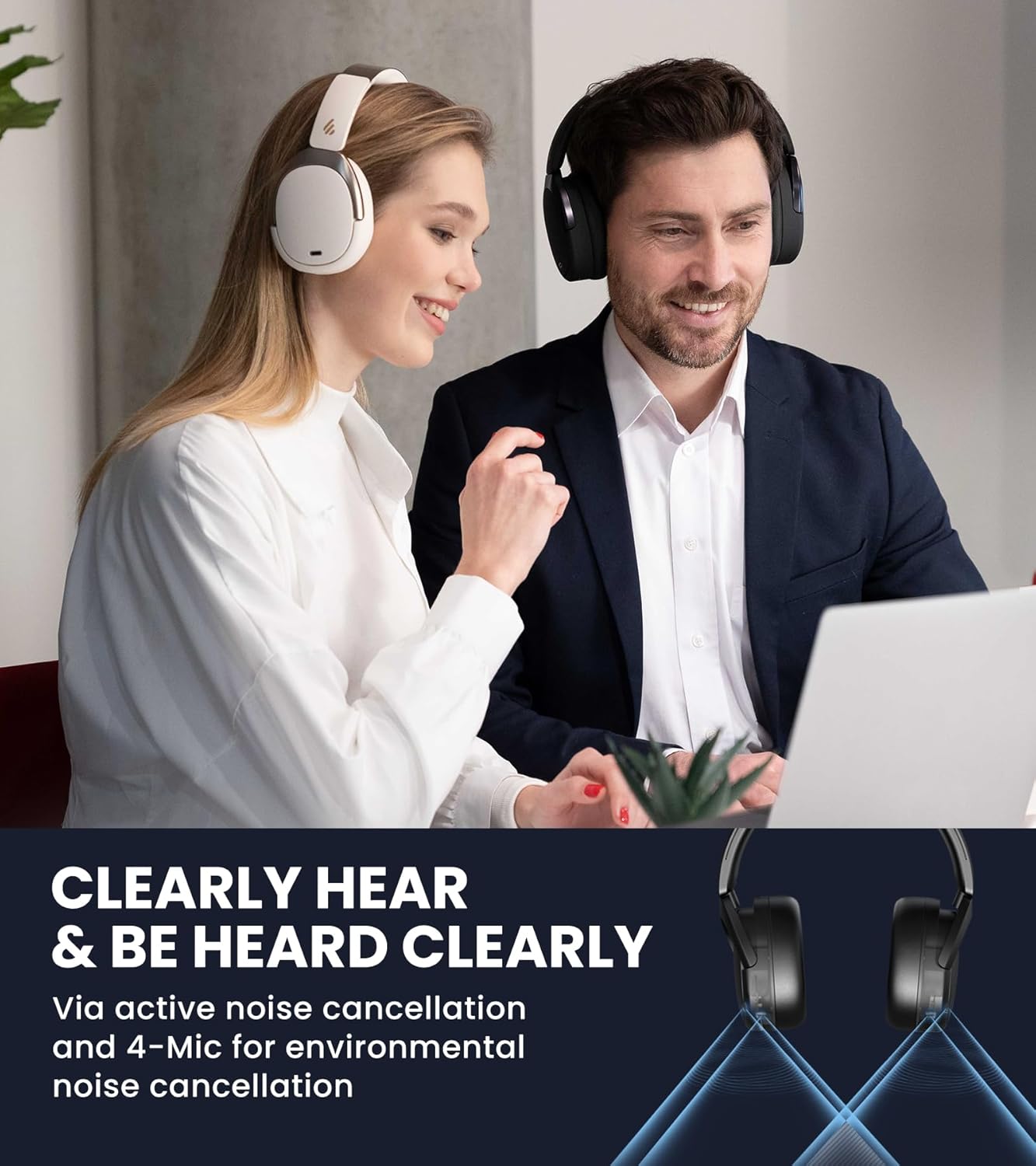 Edifier WH950NB Active Noise Cancelling Headphones, Bluetooth 5.3 Wireless LDAC Hi-Res Audio, 55 Hours Playtime, Google Fast Pairing for Android, Dual Device Connection, App Control, Black-3