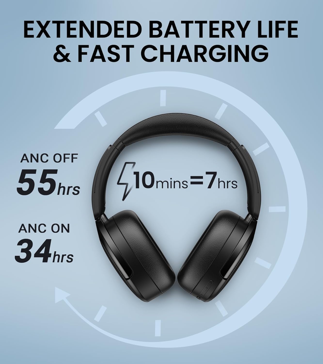 Edifier WH950NB Active Noise Cancelling Headphones, Bluetooth 5.3 Wireless LDAC Hi-Res Audio, 55 Hours Playtime, Google Fast Pairing for Android, Dual Device Connection, App Control, Black-4