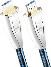 10K 8K HDMI 2.1 Cable Certified, 48Gbps Ultra High Speed HDMI Cables Braided Cord, (8K@60Hz, 4K@120Hz) Supports Dynamic HDR 10 eARC 3D, Dolby Atmos Compatible with Roku TV/PS5/HDTV (Silver, 3.3ft)