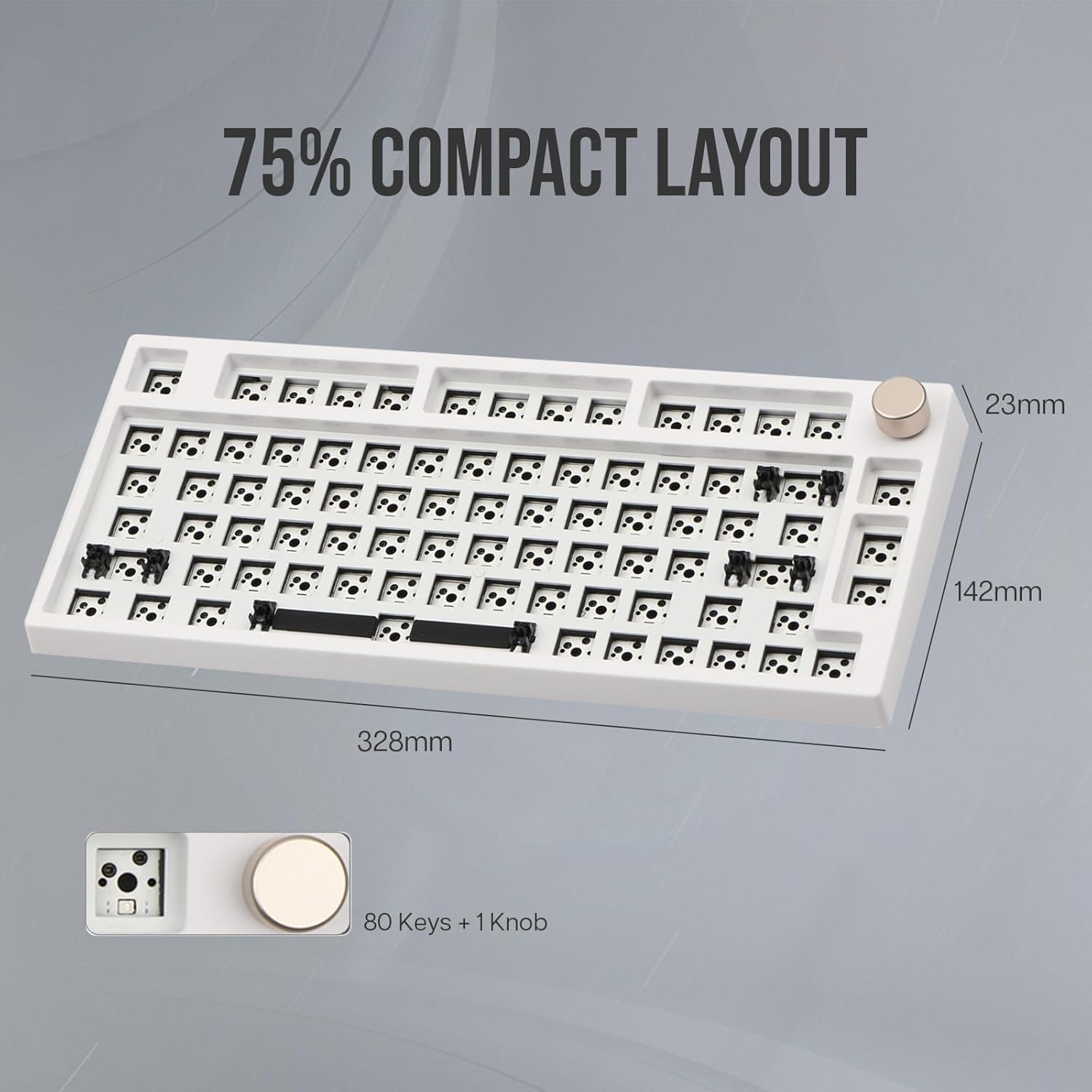 EPOMAKER TH80 Pro Wireless Barebones Keyboard Kit, 75% Hot Swap Mechanical Keyboard Kit, Bluetooth 5.0/2.4GHz/Wired RGB Gaming Keyboard, South-Facing LEDs for Win/Mac/PS5/PS4/Xbox (White)-5