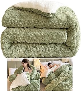 79" x 91" Thickened Super Soft Insulation Hibiscus Winter Quilt - Breathable Warm Bed Comforter - Cashmere Hibiscus Double Fabric - Fluffy Plush Double Sided Velvet Blanket Quilt for Cold Weather