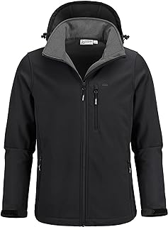 33,000ft Men's Softshell Jacket with Hood Fleece Lined Windbreaker Lightweight Waterproof Jackets for Hiking