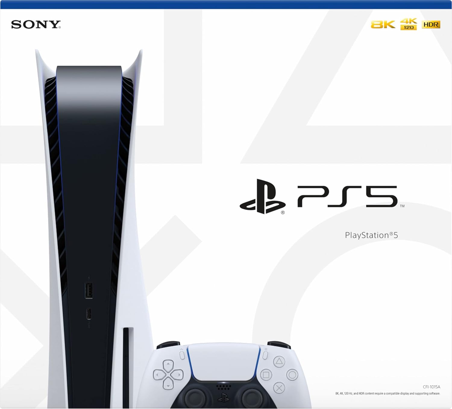 Playstation 5 Disc Version PS5 Console - 4K-TV Gaming.120Hz 8K Output, 16GB GDDR6, 825GB SSD, WiFi 6, Bluetooth 5.1~-1